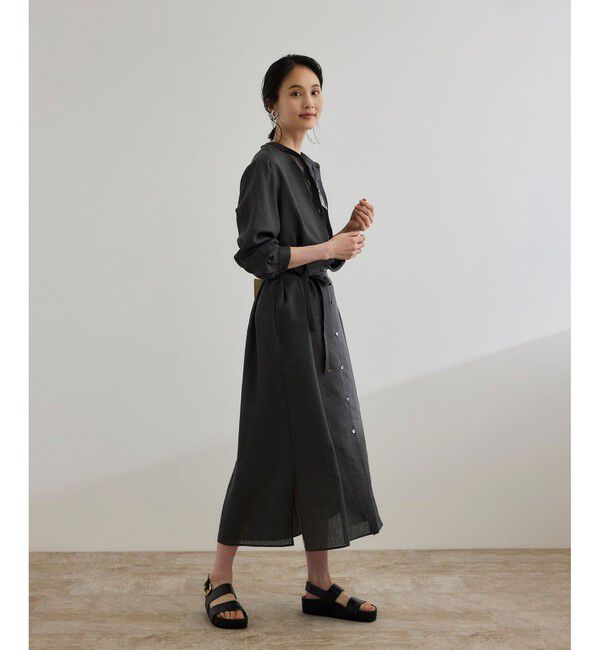 ROPE「【WEB・一部店舗限定】フロントオープンシャツワンピース/洗える」|ワンピース|