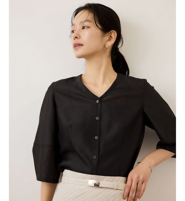 ROPE「ランタンスリーブシルクライクブラウス/イージーケア」|シャツ・ブラウス|
