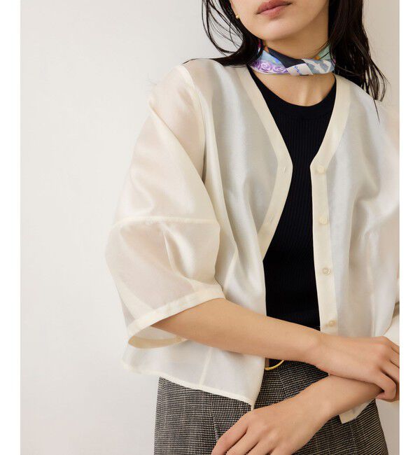 ROPE「ランタンスリーブシルクライクブラウス/イージーケア」|シャツ・ブラウス|オフホワイト(15)