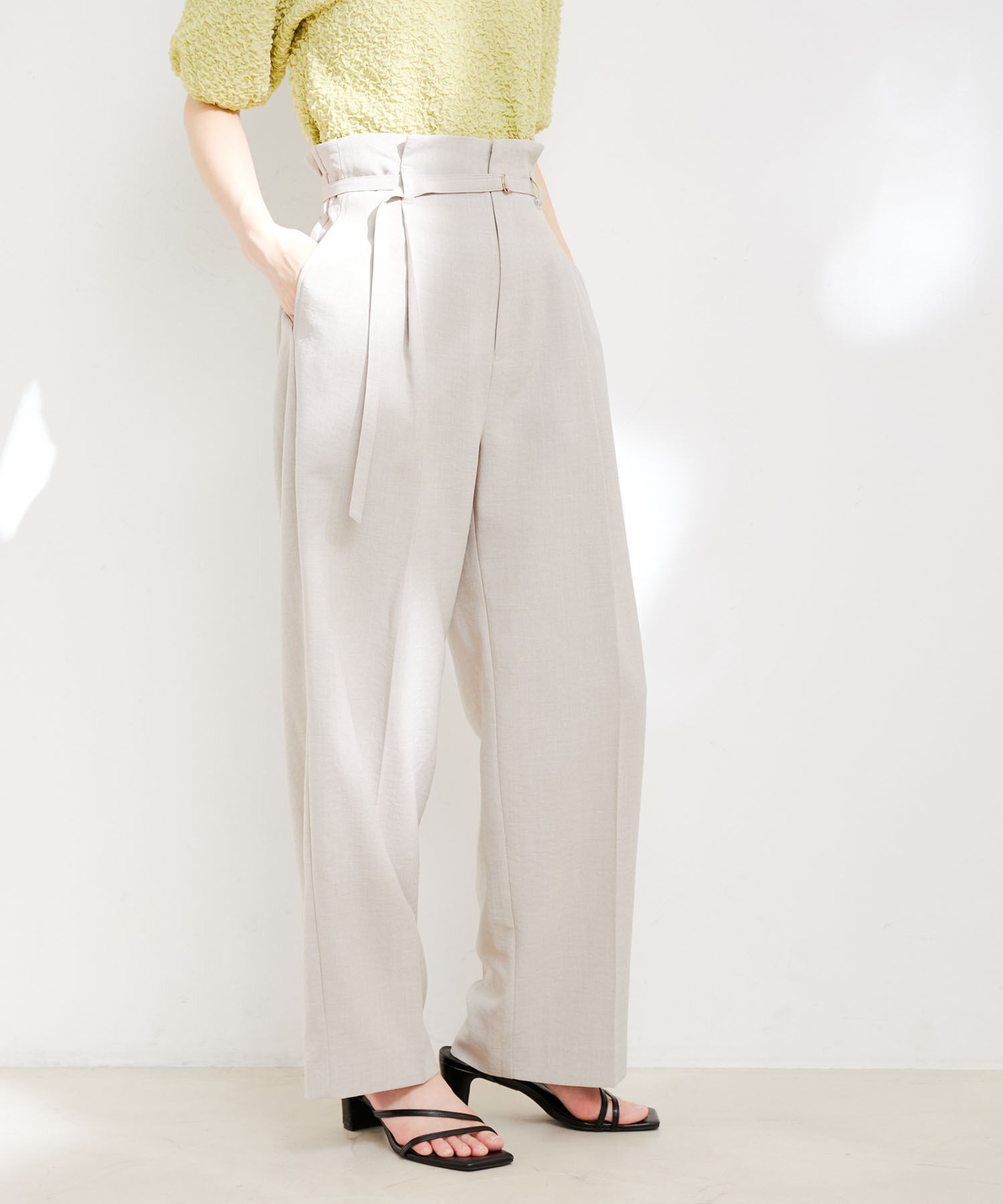 VIS「【接触冷感・洗える】美easy Dカンベルト付きワイドパンツ【セットアップ対応】」|スラックス|キナリ系(17)