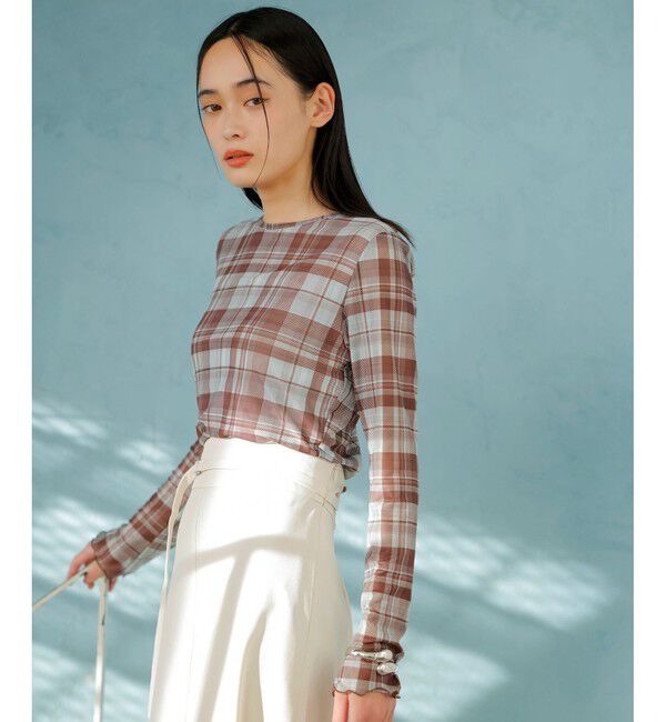 VIS「クルーネックインナートップス（レース・チェック・ラメ・シアー）」|Tシャツ・カットソー|