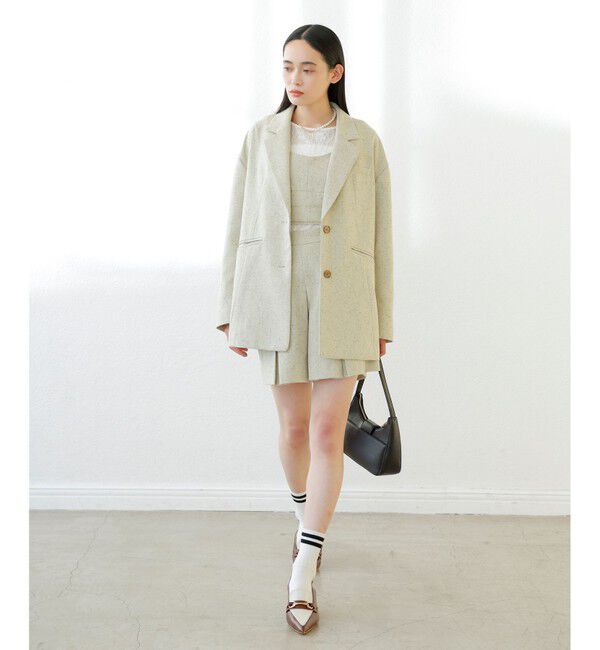 VIS「サマーツイードタックフレアショートパンツ」|チノ|