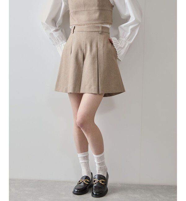 VIS「サマーツイードタックフレアショートパンツ」|チノ|