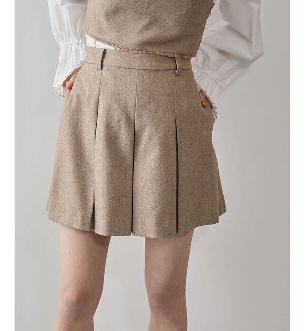 VIS「サマーツイードタックフレアショートパンツ」|チノ|