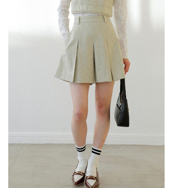 VIS「サマーツイードタックフレアショートパンツ」|チノ|