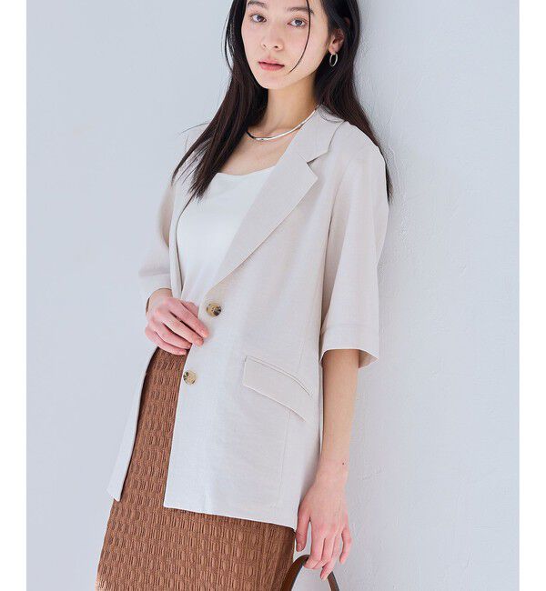VIS「【美easy】ハーフスリーブジャケット/セットアップ対応・洗える」|テーラードジャケット|
