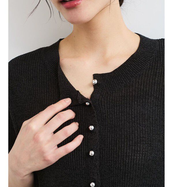 VIS「【WEB限定】多釦ハーフスリーブサマーニットカーディガン」|カーディガン|