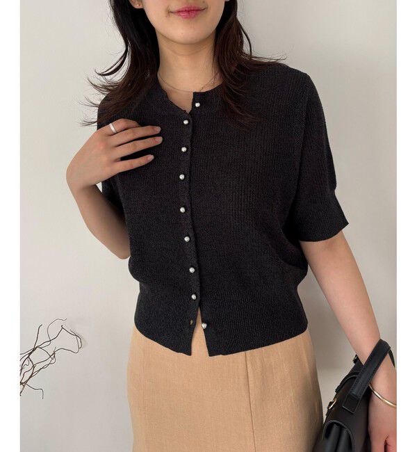 VIS「【WEB限定】多釦ハーフスリーブサマーニットカーディガン」|カーディガン|