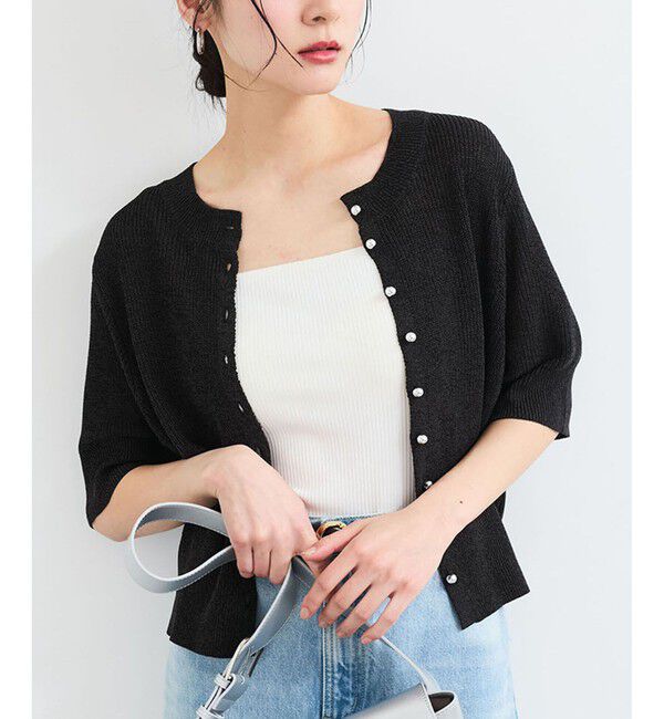 VIS「【WEB限定】多釦ハーフスリーブサマーニットカーディガン」|カーディガン|