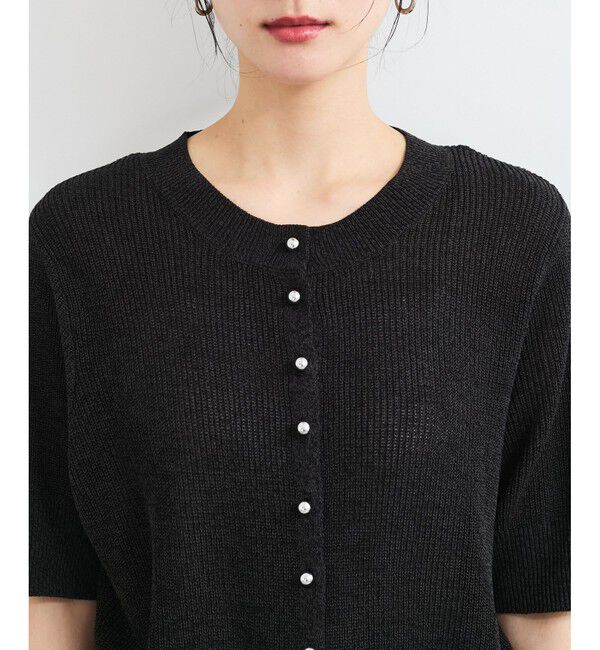 VIS「【WEB限定】多釦ハーフスリーブサマーニットカーディガン」|カーディガン|