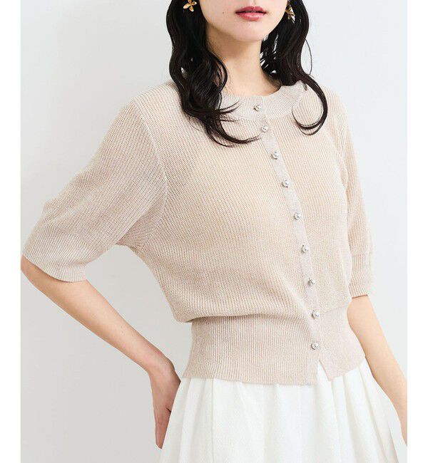 VIS「【WEB限定】多釦ハーフスリーブサマーニットカーディガン」|カーディガン|