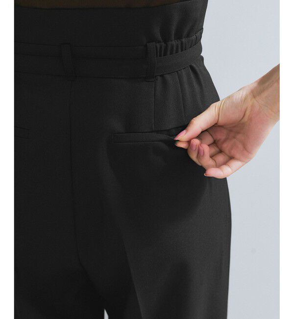 VIS「【新色追加】【防シワ/接触冷感】ベルトディテールタックワイドスラックスパンツ」|スラックス|