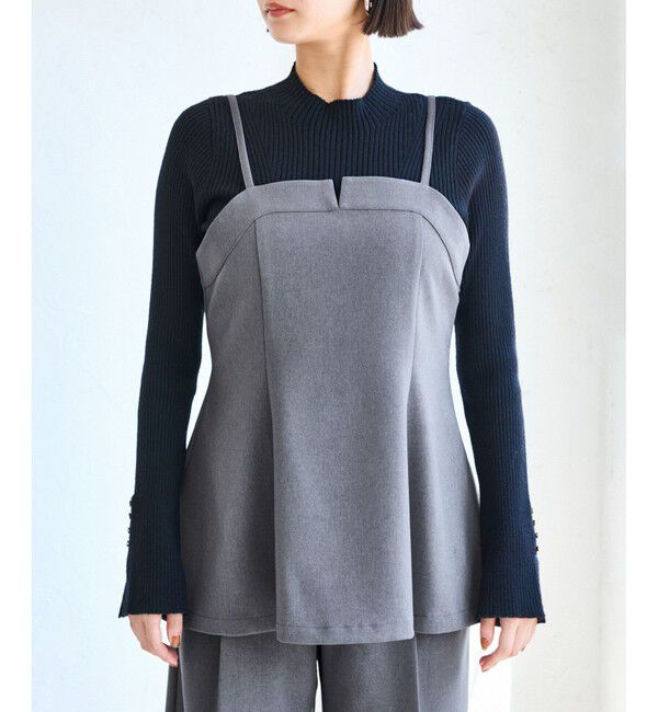 VIS「【美easy】ウーリッシュチュニック丈ビスチェ【セットアップ対応/洗える】」|キャミソール|