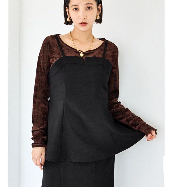 VIS「【美easy】ウーリッシュチュニック丈ビスチェ【セットアップ対応/洗える】」|キャミソール|