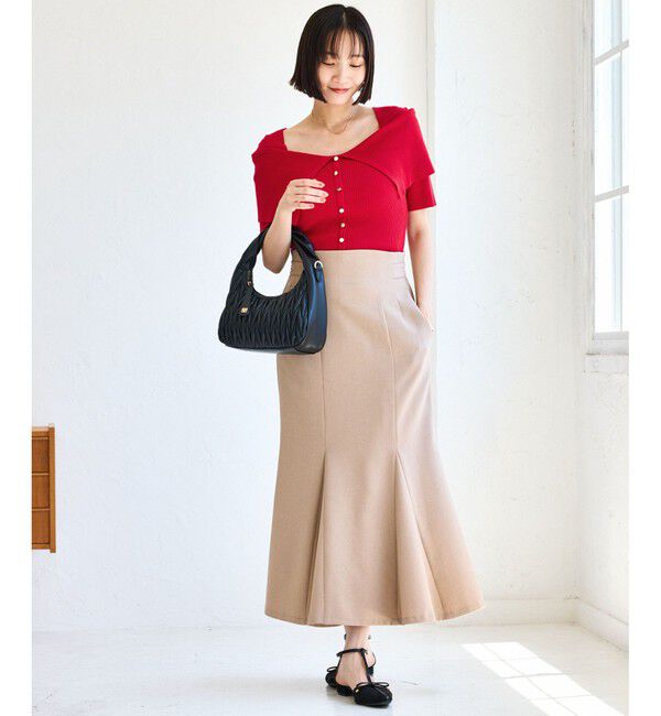 VIS「ビックカラーオフショルハーフスリーブニット」|ニット・セーター|