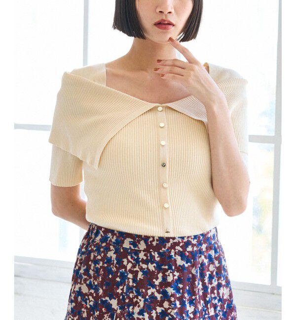 VIS「ビックカラーオフショルハーフスリーブニット」|ニット・セーター|