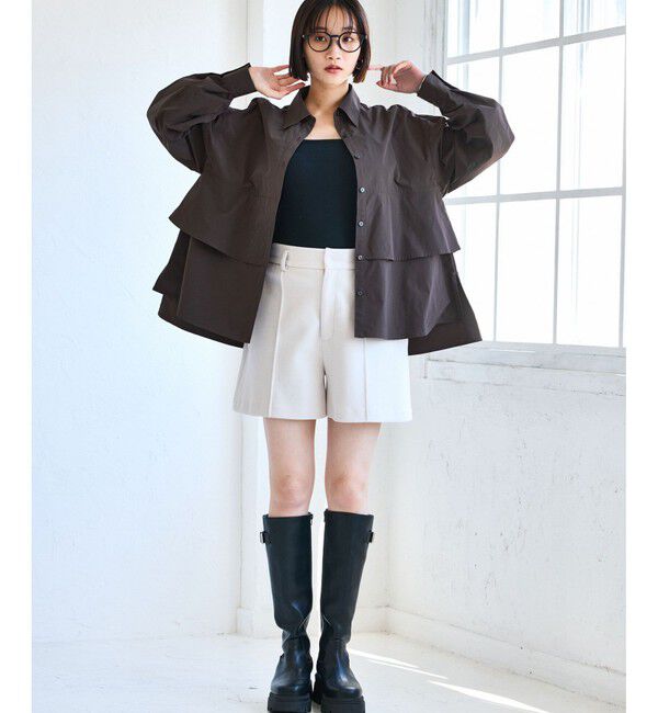 VIS「裾ティアードオーバーシャツ/UVケア・イージーケア」|シャツ・ブラウス|