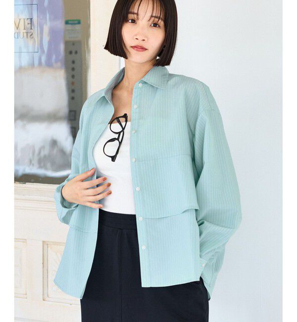 VIS「裾ティアードオーバーシャツ/UVケア・イージーケア」|シャツ・ブラウス|