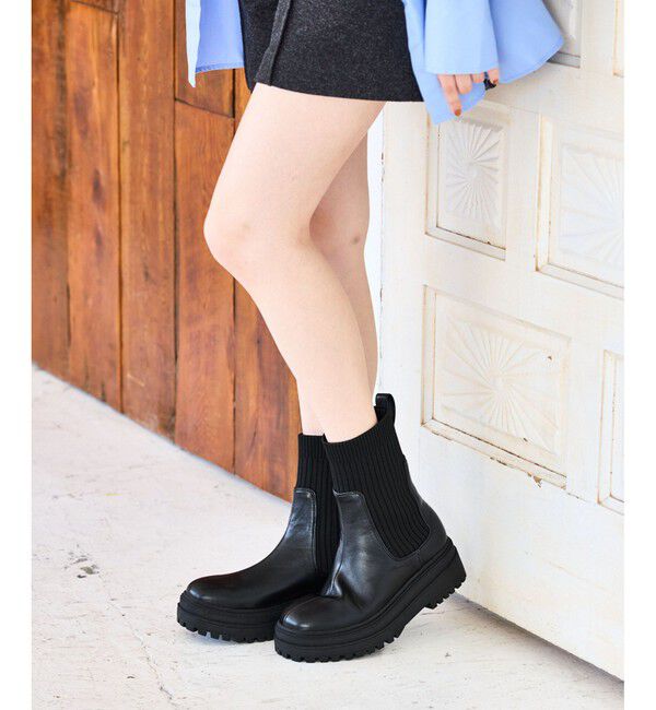 VIS「タンクソールサイドニットブーツ」|ロングブーツ|