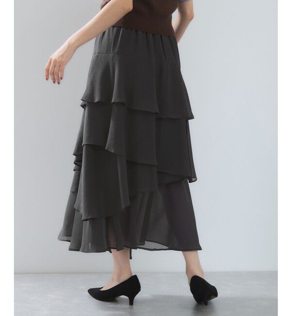 VIS「花柄アソート楊柳ティアードスカート」|スカート|