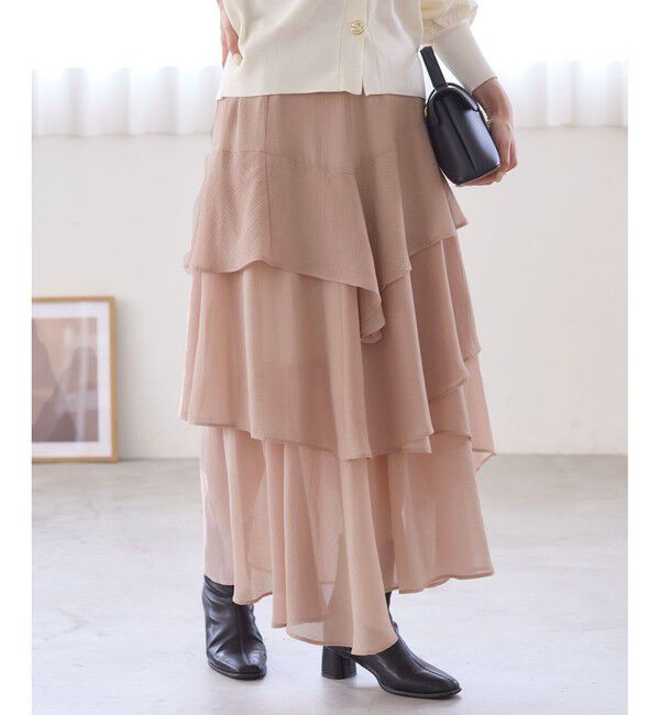 VIS「花柄アソート楊柳ティアードスカート」|スカート|