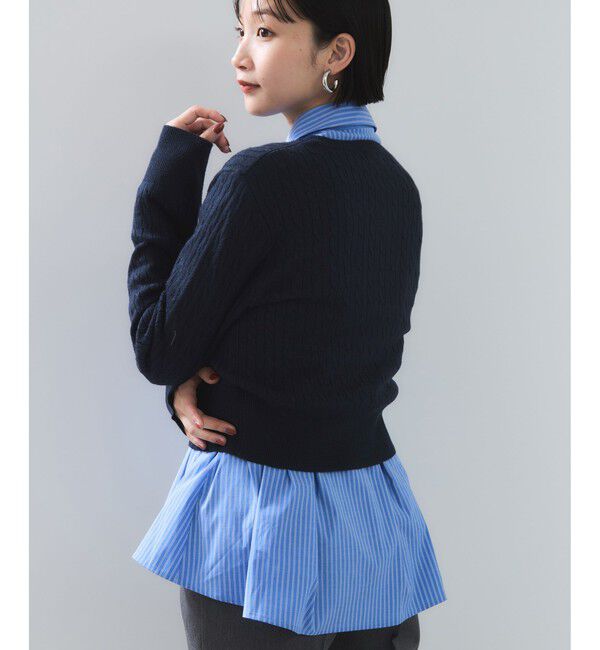 VIS「【POLO BCS】VIS別注ミニケーブルノーカラーニットカーディガン」|カーディガン|