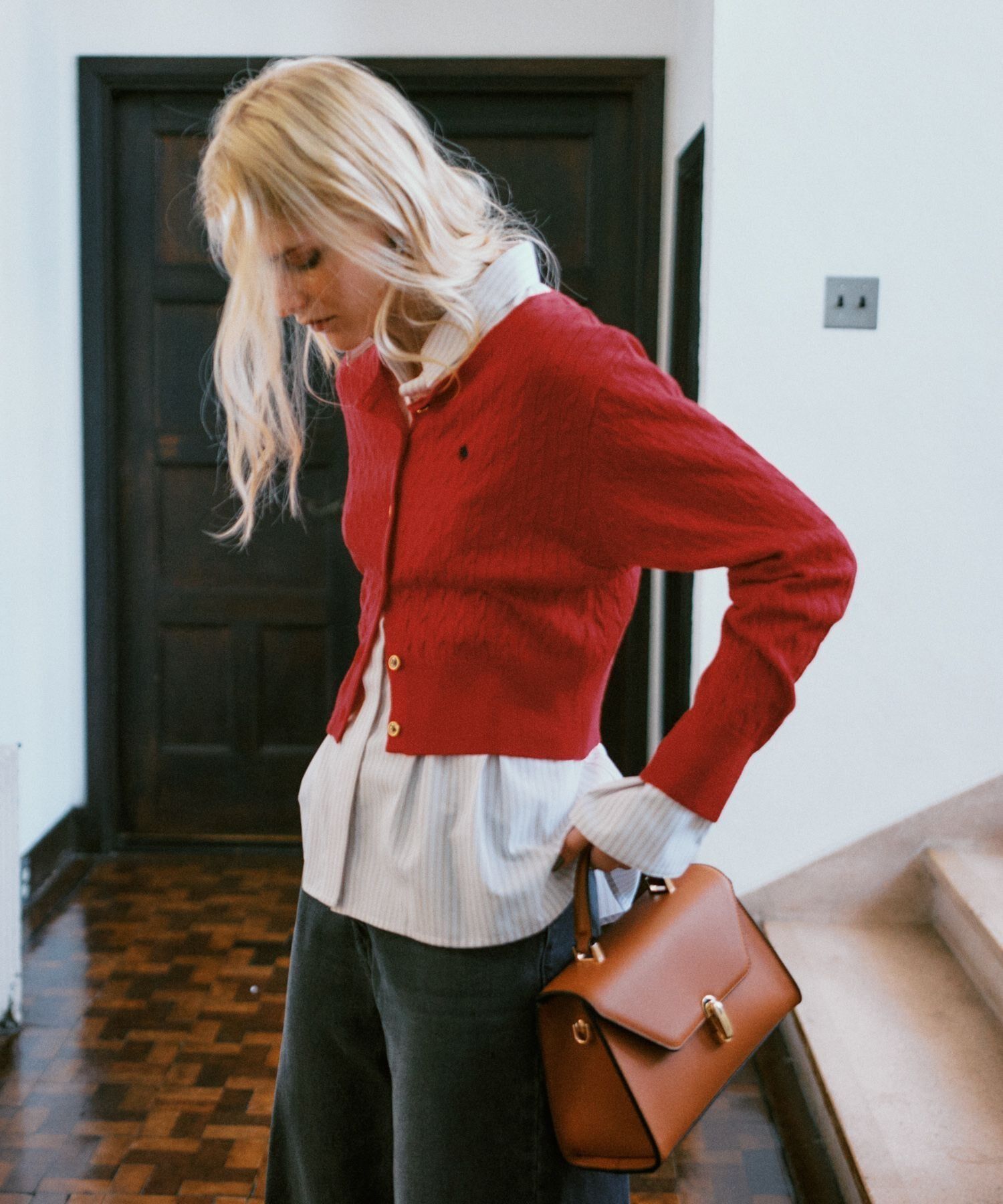 VIS「【POLO BCS】VIS別注ミニケーブルノーカラーニットカーディガン」|カーディガン|