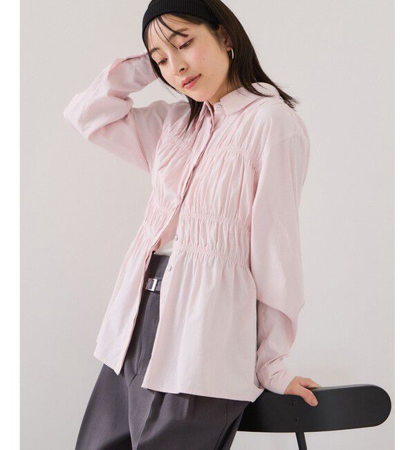 VIS「シャーリングデザインシャツ」|シャツ・ブラウス|ピンク系(65)