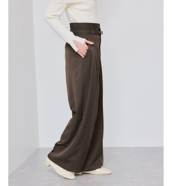 VIS「ベルトディテールタックワイドパンツ/イージーケア」|チノ|