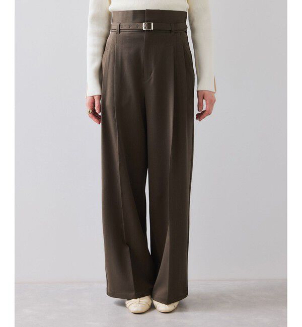 VIS「ベルトディテールタックワイドパンツ/イージーケア」|チノ|