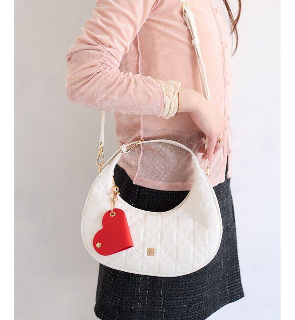 VIS「ハートチャーム付き2WAYキルトバッグ」|ハンドバッグ|