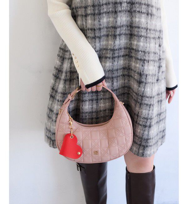 VIS「ハートチャーム付き2WAYキルトバッグ」|ハンドバッグ|