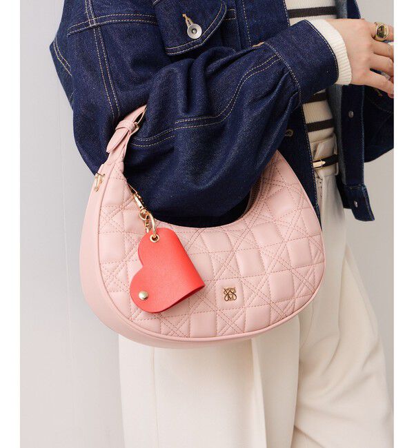 VIS「ハートチャーム付き2WAYキルトバッグ」|ハンドバッグ|