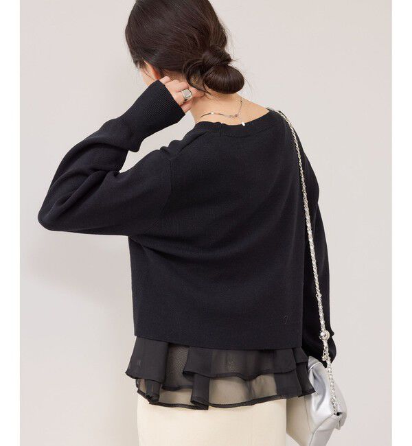VIS「ペプラムオーガンジードッキングニットプルオーバー」|ニット・セーター|