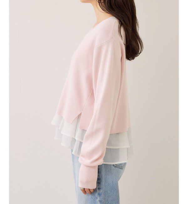 VIS「ペプラムオーガンジードッキングニットプルオーバー」|ニット・セーター|