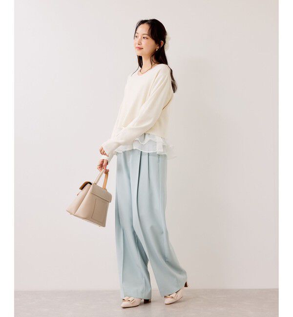 VIS「ペプラムオーガンジードッキングニットプルオーバー」|ニット・セーター|