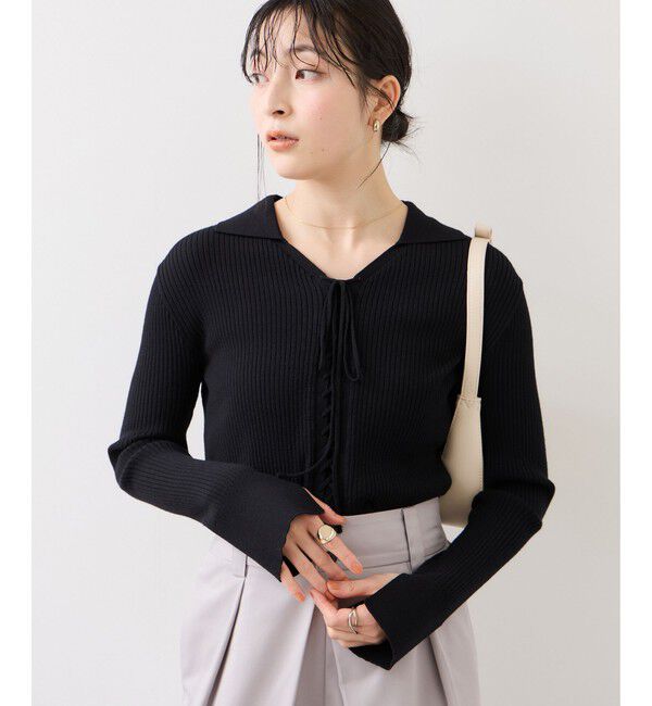 VIS「レースアップリブニット」|ニット・セーター|
