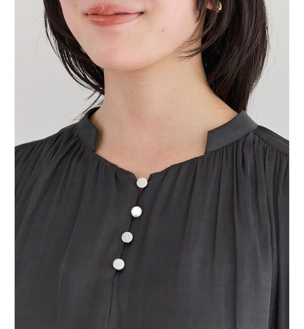 VIS「エアリーサテンハーフスリーブブラウス/イージーケア」|シャツ・ブラウス|