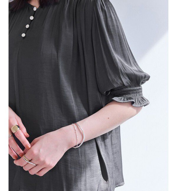 VIS「エアリーサテンハーフスリーブブラウス/イージーケア」|シャツ・ブラウス|
