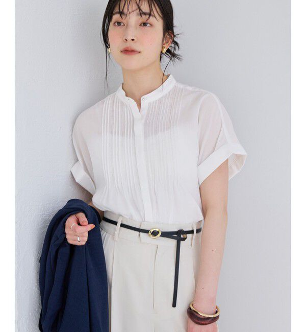 VIS「気流染めピコピンタック半袖ブラウス/接触冷感」|シャツ・ブラウス|オフホワイト(15)