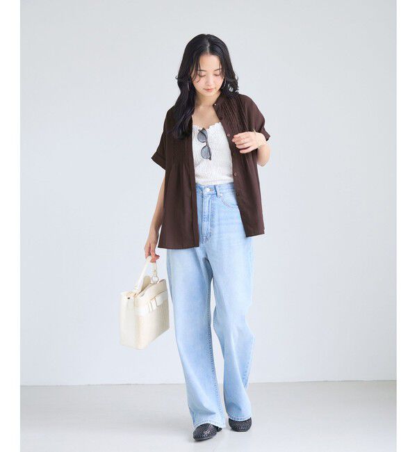 VIS「気流染めピコピンタック半袖ブラウス/接触冷感」|シャツ・ブラウス|