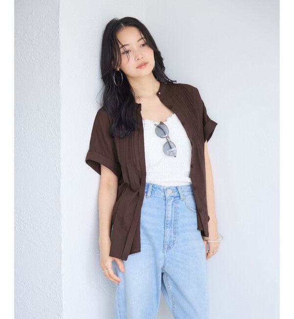 VIS「気流染めピコピンタック半袖ブラウス/接触冷感」|シャツ・ブラウス|