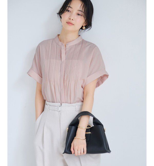 VIS「気流染めピコピンタック半袖ブラウス/接触冷感」|シャツ・ブラウス|