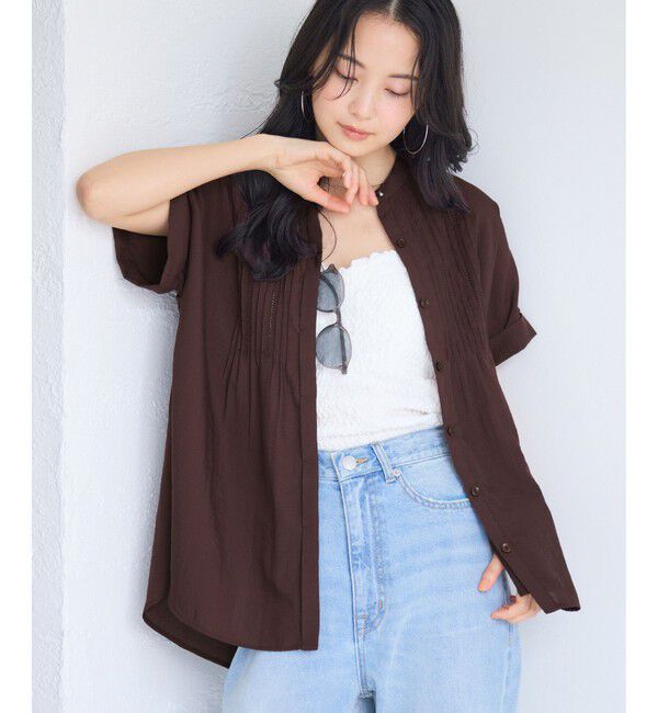 VIS「気流染めピコピンタック半袖ブラウス/接触冷感」|シャツ・ブラウス|