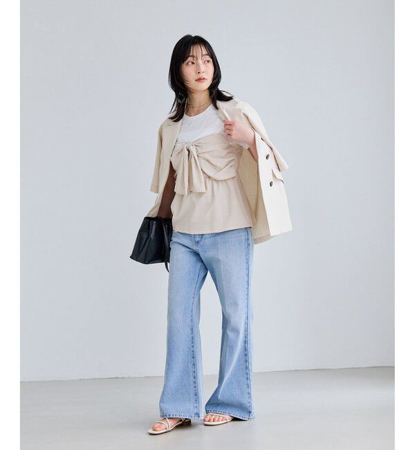 VIS「美easyリネンライクハーフスリーブダブルジャケット/イージーケア・接触冷感・セットアップ対応」|テーラードジャケット|