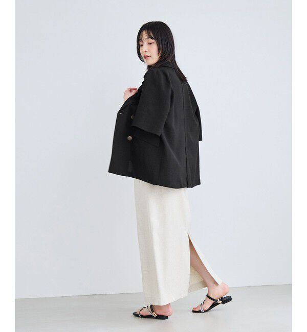 VIS「美easyリネンライクハーフスリーブダブルジャケット/イージーケア・接触冷感・セットアップ対応」|テーラードジャケット|