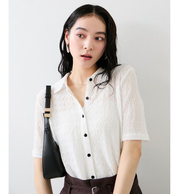 VIS「レース衿付きカーディガン」|カーディガン|