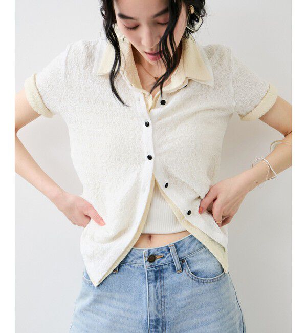 VIS「レース衿付きカーディガン」|カーディガン|