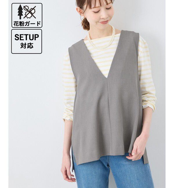 Rope&rsquo;Picnic「【花粉ガード】クリアツイルジレベスト/セレモニー・通勤対応・セットアップ対応」|ベスト・ジレ|チャコール(06)