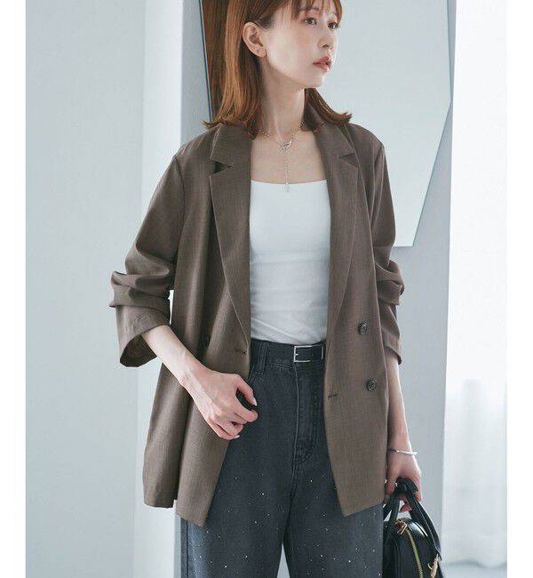 Rope&rsquo;Picnic「【接触冷感・UVカット・速乾】【リネンライク・シリーズ】シアーテーラードジャケット/セットアップ対応」|テーラードジャケット|